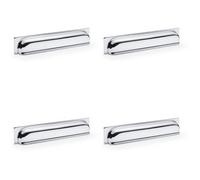 Loops 4 Pack - Backplate Cup Handle Polished Chrome 203mm Centre Solid Brass Shaker Drawer Pull