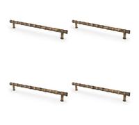 Loops 4 Pack - Bamboo T Bar Pull Handle - Antique Brass 224mm Centres Solid Brass Drawer Door