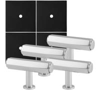 Loops 4 Pack - Cabinet Door Knob & Contrasting Backplate Set - Hex T Bar Pull - Polished Chrome & Black