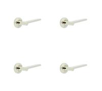 Loops 4 Pack Chamfered Rose Door Handle In Polished Nickel - Solid Brass Interior Handle