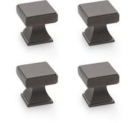 Loops 4 Pack - Chunky Square Cupboard Door Knob - 30mm - Dark Bronze Kitchen Unit Pull Handle
