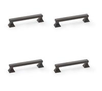 Loops 4 Pack - Chunky Square Pull Handle - Dark Bronze 128mm Centres Solid Brass Drawer Door