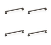 Loops 4 Pack - Chunky Square Pull Handle - Dark Bronze 224mm Centres Solid Brass Drawer Door