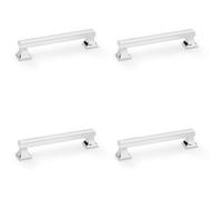 Loops 4 Pack - Chunky Square Pull Handle - Polished Chrome 128mm Centre Solid Brass Drawer Door