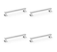Loops 4 Pack - Chunky Square Pull Handle - Polished Chrome 160mm Centre Solid Brass Drawer Door