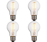 Loops 4 Pack Clear Glass 4W E27 Gls Led Light Bulb - Dimmable Warm White - 265Lm 2200K