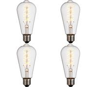 Loops 4 Pack Clear Glass 4W E27 Pear Filament Led Light Bulb - Dimmable Warm White - 265Lm 2200K