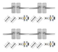Loops 4 Pack - Commercial Straight Door Handle & Latch Pack Set- Satin Aluminium Lever Backplate