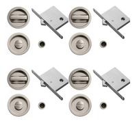 Loops 4 PACK - Complete Locking Sliding Pocket Door Pack Set- Polished Brass - Thumbturn Bathroom