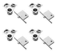 Loops 4 PACK - Complete Locking Sliding Pocket Door Pack Set- Satin Chrome - Square Thumbturn WC
