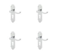 Loops 4 Pack Contemporary Suite Door Handle In Polished Chrome With Euro Profile Lockplate - Interior Lever On Backplate