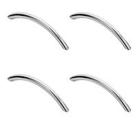 Loops 4 Pack | Curved Bow Cabinet Pull Handle - 119 x 10mm - 96mm Fixing Centres - Chrome | Cabinet Pull Handle - Wardrobe Cupboard Door Handle - Suitable for Lightweight Internal Doors