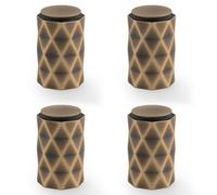 Loops 4 Pack - Diamond Cylinder Cupboard Door Knob - 20mm Diameter - Antique Brass Pull Handle