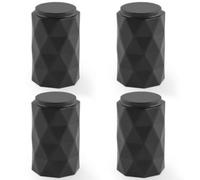 Loops 4 Pack - Diamond Cylinder Cupboard Door Knob - 20mm Diameter - Matt Black Pull Handle