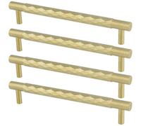 Loops 4 Pack - Diamond T Bar Pull Handle - Satin Brass - 160mm Centres Solid Brass Drawer
