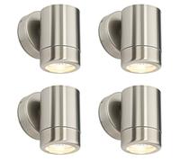 Loops 4 PACK Dimmable Outdoor IP65 Wall Downlight - 7W GU10 LED - Stainless Steel in Metallics Loops Metallics
