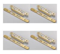 Loops 4 Pack - Din Escape Lock Door Frame Forend Strike & Fixing Pack Set- Brass Pvd Radius