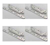 Loops 4 Pack - Din Escape Lock Door Frame Forend Strike & Fixing Pack Set- Satin Steel Radius