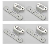 Loops 4 Pack - Door Frame Forend Strike And Fixing Pack Setfor Flat Latches - Bright Steel Radius