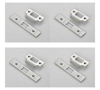 Loops 4 Pack - Door Frame Forend Strike And Fixing Pack Setfor Flat Latches - Bright Steel Square