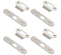 Loops 4 Pack - Door Frame Forend Strike And Fixing Pack Setfor Flat Latches - Satin Steel Radius