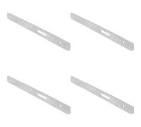 Loops 4 Pack - Door Frame Forend Strike & Fixing Pack Set- Din Euro Deadlock - Bright Steel Radius