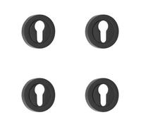 Loops 4 Pack Durable 50mm Black Euro Profile Escutcheon For Fire Doors - Key Hole Cover