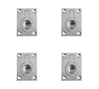 Loops 4 Pack Durable 50X63mm Satin Chrome Flush Rings For Carpentry Projects - Recessed Door Handle