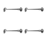 Loops 4 Pack Durable Brass Cabin Hook 300mm In Satin Chrome Finish - Hook & Eye Arm Lock