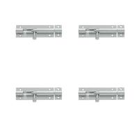 Loops 4 Pack Durable Brass Straight Barrel Bolts 152X25mm In Satin Chrome Finish - Door Bolt