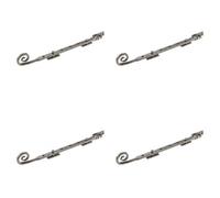 Loops 4 Pack Durable Curly Tail Casement Stays In Pewter Finish - 305X15X6mm - Window Peg Bar