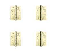 Loops 4 Pack Durable Grade 11 Electro Brassed Steel Ball Bearing Hinge 102X76mm For Heavy-Duty Doors - Door Hinges