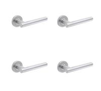 Loops 4 Pack Durable Satin Stainless Steel Door Handle On Rose For Residential And Commercial Use Interior Handle