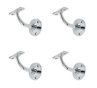 Loops 4 Pack Durable Solid Brass Handrail Brackets In Polished Chrome Finish - 64mm - Stair Bannister Holder
