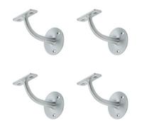 Loops 4 Pack Durable Solid Brass Handrail Brackets In Satin Chrome Finish - 64mm - Stair Bannister Holder