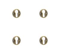 Loops 4 Pack Elegant 40mm Euro Profile Escutcheon In Antique Brass Finish - Solid Brass Key Hole Cover