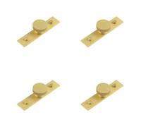 Loops 4 Pack Elegant 40mm Satin Brass Cupboard Knob With Plain Backplate - Kitchen Cabinet Knob