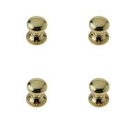Loops 4 Pack Elegant 50mm Mushroom Rim Door Knob In Polished Brass