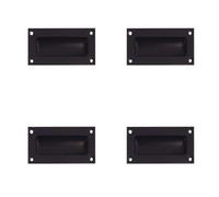 Loops 4 Pack Elegant 89mm Black Flush Pulls For Sliding Doors And Drawers - Recessed Door Handle
