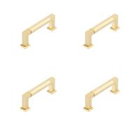 Loops 4 Pack Elegant 96mm Satin Brass Round Cabinet Handle For Modern & Traditional Cabinets - Kitchen Drawer Pull Handle