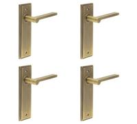 Loops 4 Pack Elegant Antique Brass Door Handle Latch Backplate For Luxurious Interiors - Solid Brass Interior Handle