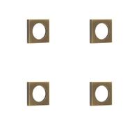 Loops 4 Pack Elegant Antique Brass Square Outer Rose For Escutcheon - Solid Brass Key Hole Cover
