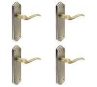 Loops 4 Pack Elegant Antique Bronze Suite Door Handle With Latchplate - Interior Lever On Backplate
