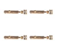 Loops 4 Pack Elegant Architectural Slide Door Bolts In Antique Brass - 150X35mm - Door Bolt Lock