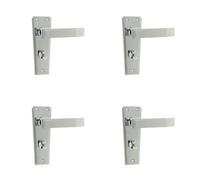 Loops 4 Pack Elegant Art Deco Bathroom Door Handle In Polished Chrome Finish - Interior Lever On Backplate