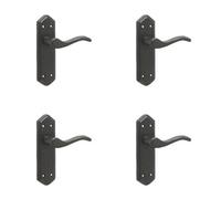 Loops 4 Pack Elegant Black Suite Door Handle With Latchplate And Three Styles - Interior Lever On Backplate