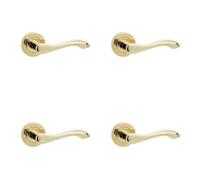 Loops 4 Pack Elegant Brass Finish Door Handle For Traditional Interiors - Interior Handle