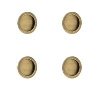 Loops 4 Pack Elegant Circular Flush Pull In Antique Brass Finish For Doors - Door Handle