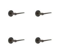 Loops 4 Pack Elegant Dark Bronze Door Handle On Rose For Modern And Classic Interiors - Solid Brass Interior Handle