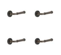 Loops 4 Pack Elegant Dark Bronze Knurled Door Handle With Rose Design - Solid Brass Interior Handle